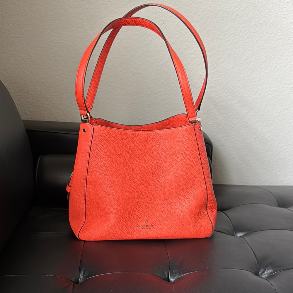 Kate Spade Leila Medium Triple Compartment Shoulder Bag in Coral Buds
